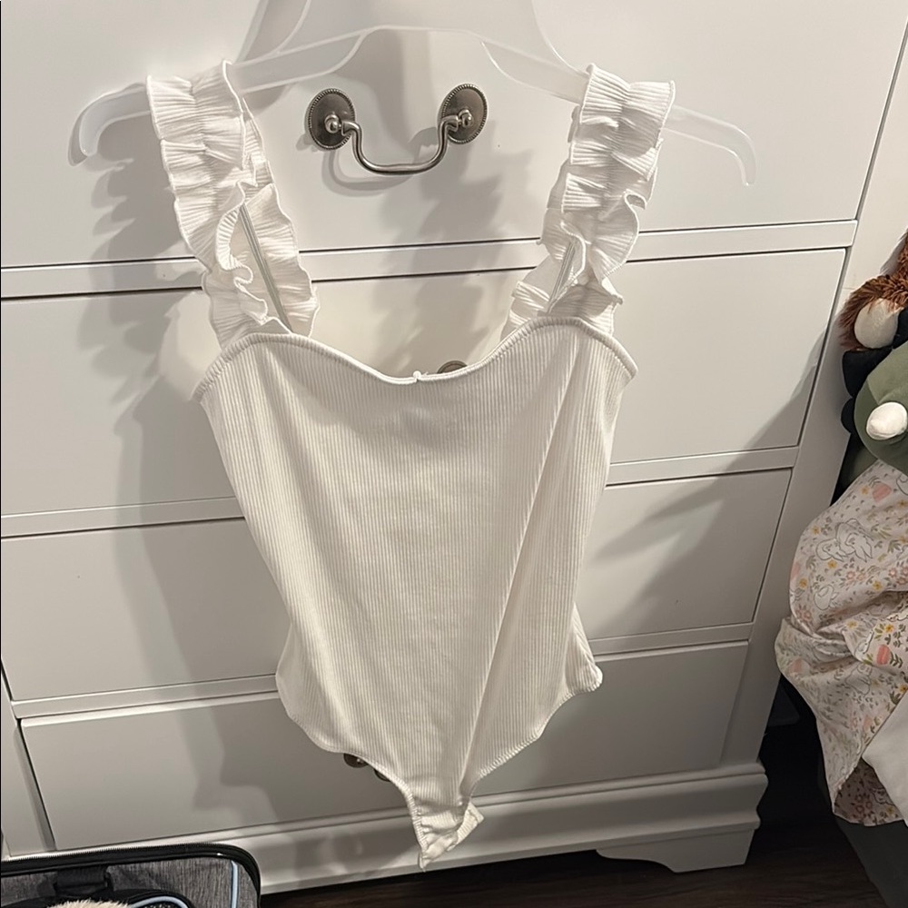 Blue Rain White Ruffle Bodysuit